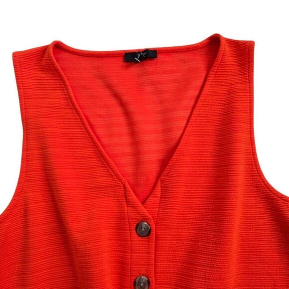 J. Crew Tie Front Tank Top Women's Medium Orange Button Down Sleeveless Stretch - Picture 4 of 8